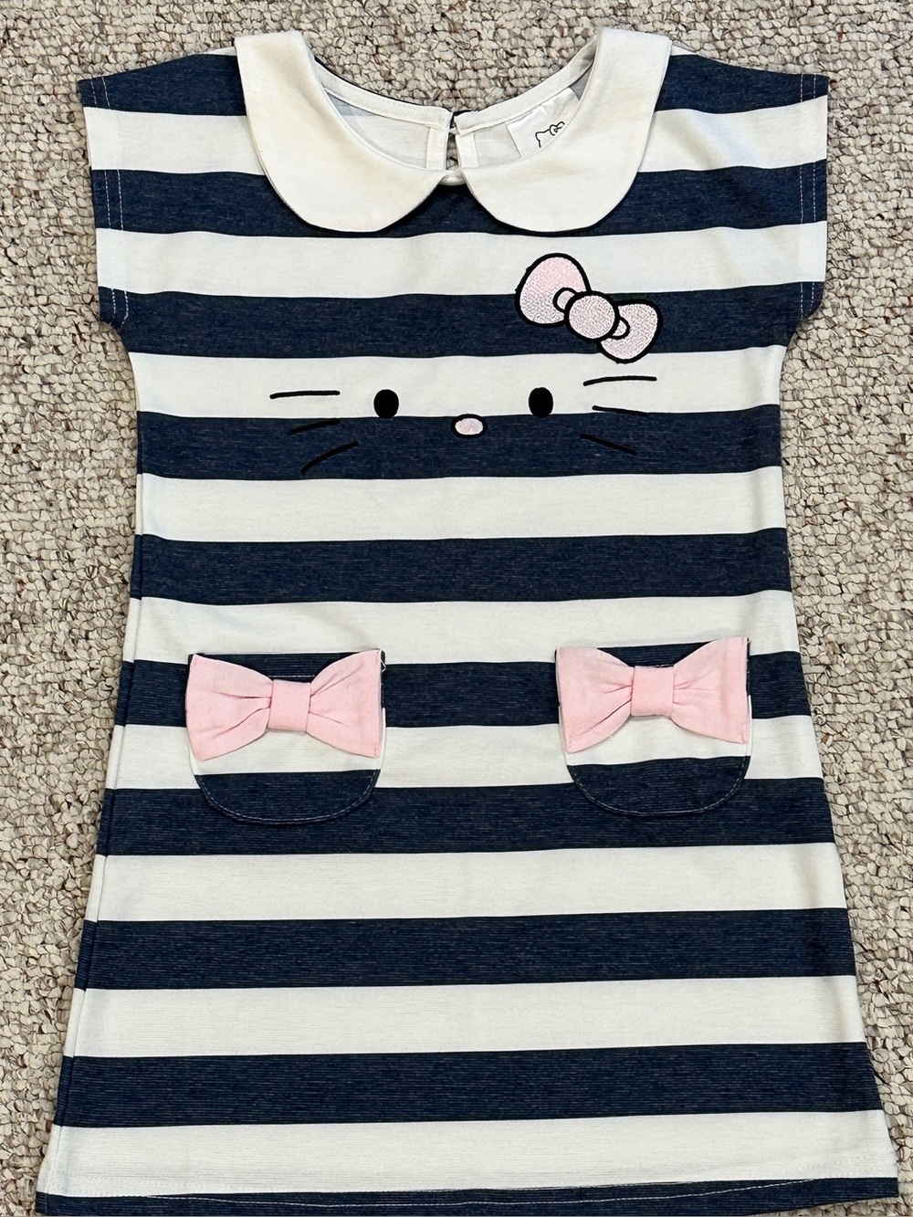 NWOT HELLO KITTY navy and white stripped dress for girls in size 4
